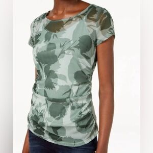 I-N-C Womens Leaves Embellished T-Shirt. Size small, green .